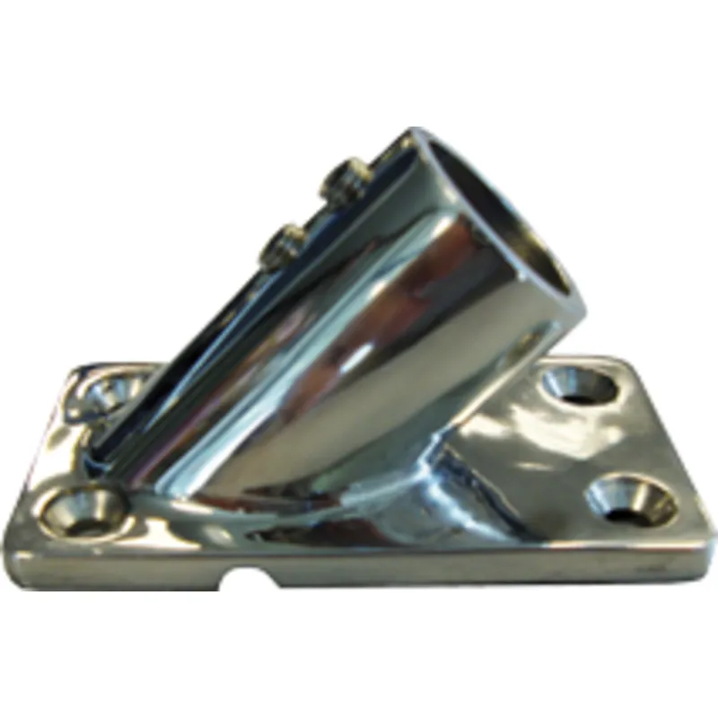 Niro Flaggenstockhalter mit Fuß 45°, Innenmaß Ø22mm