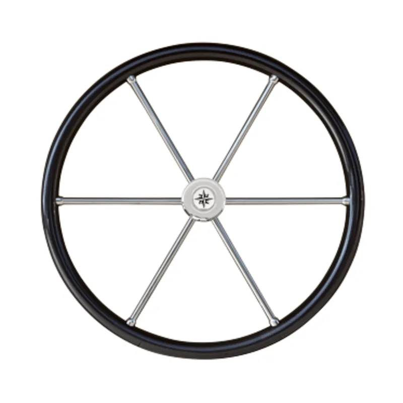 6-Speichen Steuerrad 'Typ 6c' Niro mit Carbonlook Griff mit Fingerriffeln Inkl. Adapter, Ø600mm