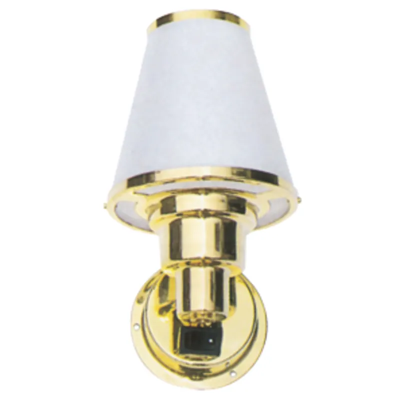 Messing Polierte Kabinenleuchte, Wandmontage, 12v/10w, Fußplatte Ø76mm, mit Schalter
