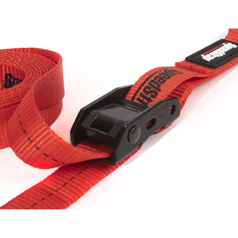 Speedstrap 25mm Cam-Lock Spannband mit S-Haken und Soft-Schlaufe (2er- Pack) - Rot