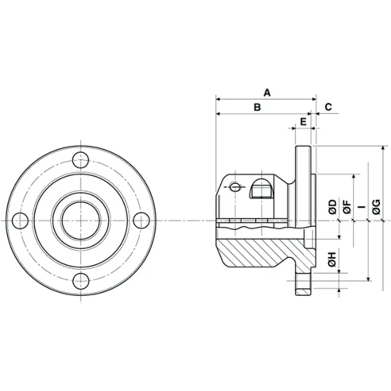 Stählerner Klemmflansch, Ø60mm-Welle, mitte Ø76,20mm, Lochkreis Ø120,65mm, Ø17mm, 6 Löcher