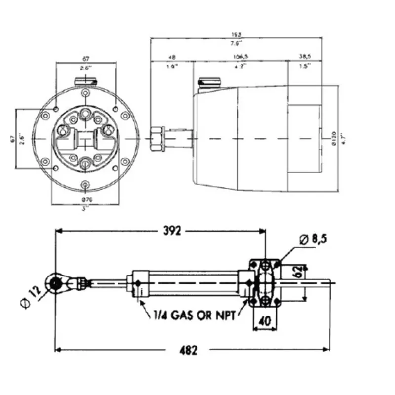 Hydraulischer Steuersatz 50kgm, Inkl. Pumpe/Zyl./Fitting/Öl (Teleflex)