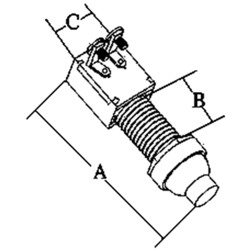 Druckschalter 12v, 2-Positionen, A=28mm, B=14mm, C=18mm, Schwarzer Druckknopf, Max. 20a