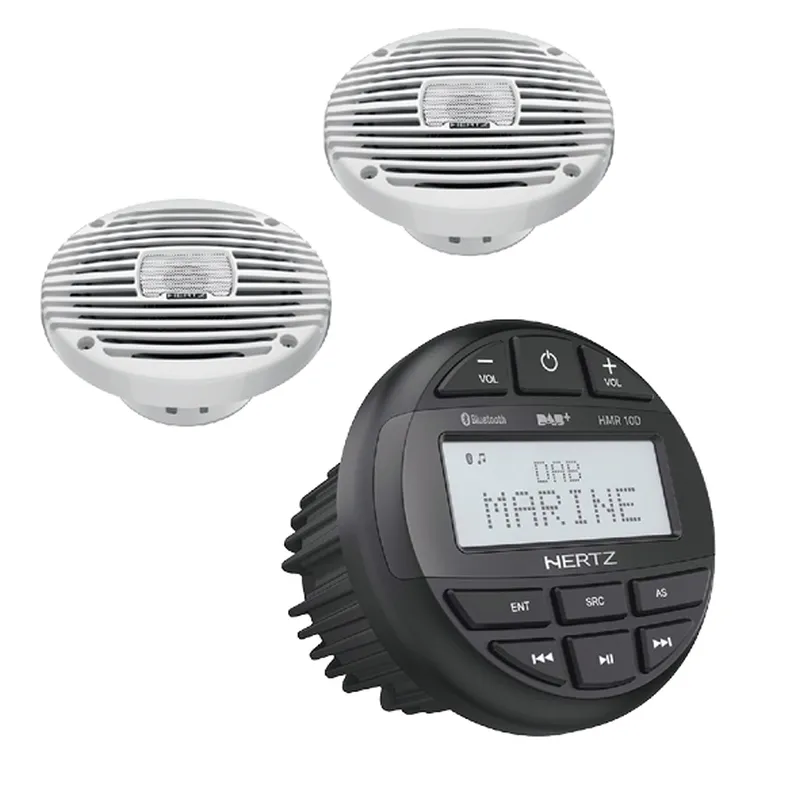 Hertz HMR 15D - DAB+/FM/USB/BT 4x50 Watt + Hertz HEX 6.5M-TW, 100W Lautsprechersatz - Weiß