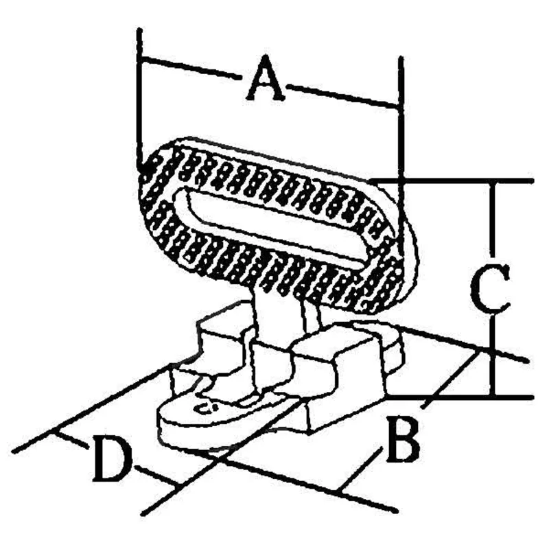 Niro Klappbare Fußstütze, A=111mm, B=126mm, C=100mm, D=48mm, Max. 180kg