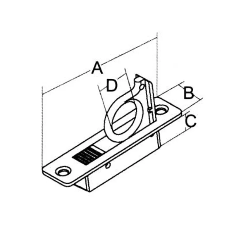 Niro Einlaßgriff-/Bodenheber, Hochklappend, A=83mm, B=21mm, C=12mm (16mm für Ring), D=19mm