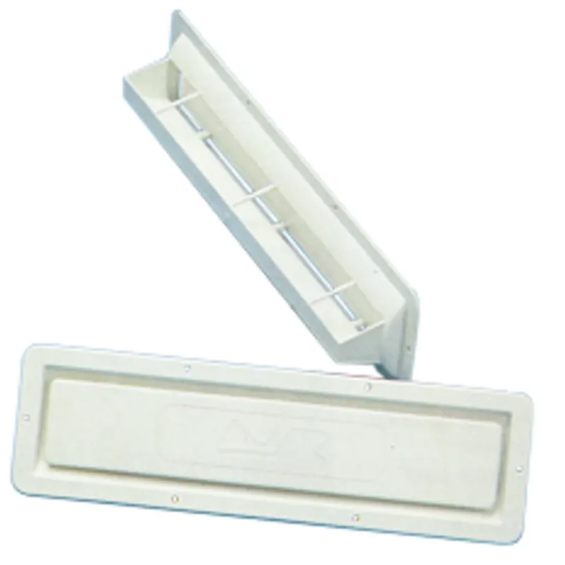 Kunststoff Lüftungsgitter, Einbau-Modell mit Wasserkehrung, 420x120mm, Weiß