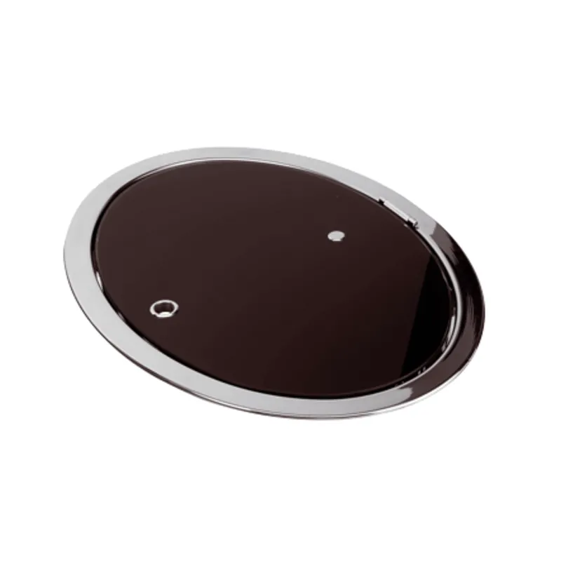 Niro Spüllbecken, Ovales, mit Rauchglasdeckel, 510x390x150mm