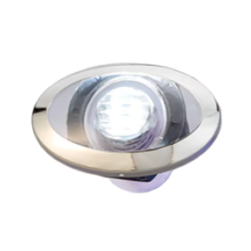 Led Orientierungsleuchte mit Niro Ring, 12v/0.4w, Weiß, Oval, 2x0.2w Smd 2835 Led, 53.4x33mm