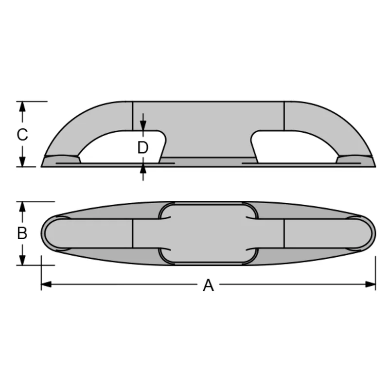 Antal Roller Cleat Modell Rc350/Si Extra Large, Silber Eloxiert