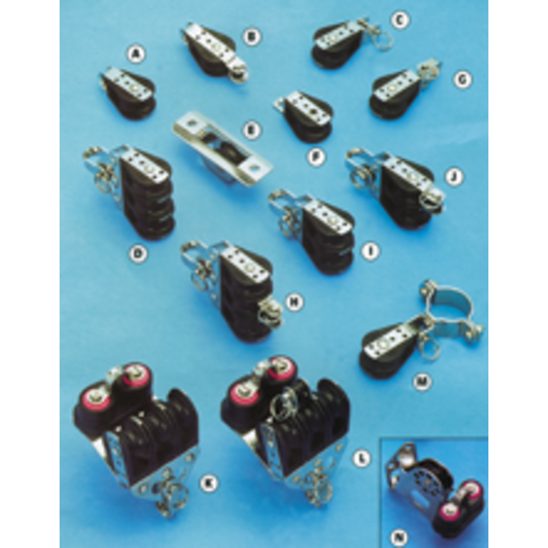 Kunststoff Einscheibenblock (mit Unterbügel), 8mm, Kugellager 28mm, Arbeitslast 150kg, Bruchlast 750kg