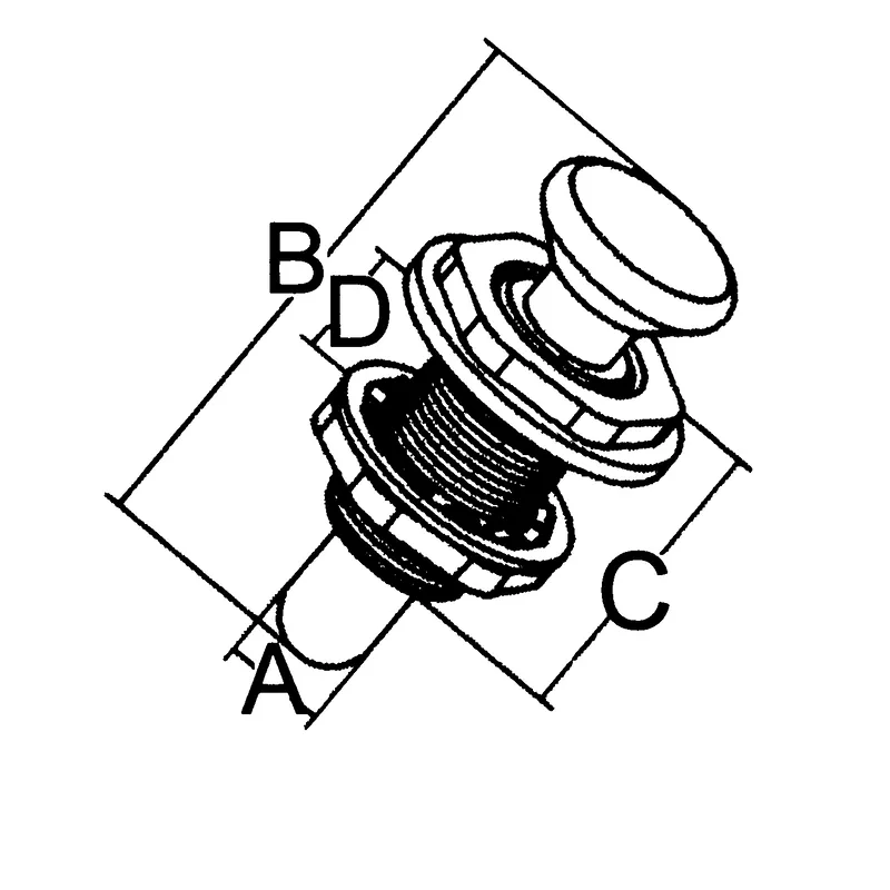 Niro Druckschnapper für aufwärts Scharnierende Deckel, A=9,5, B=56,5mm, C=28mm, D=13mm