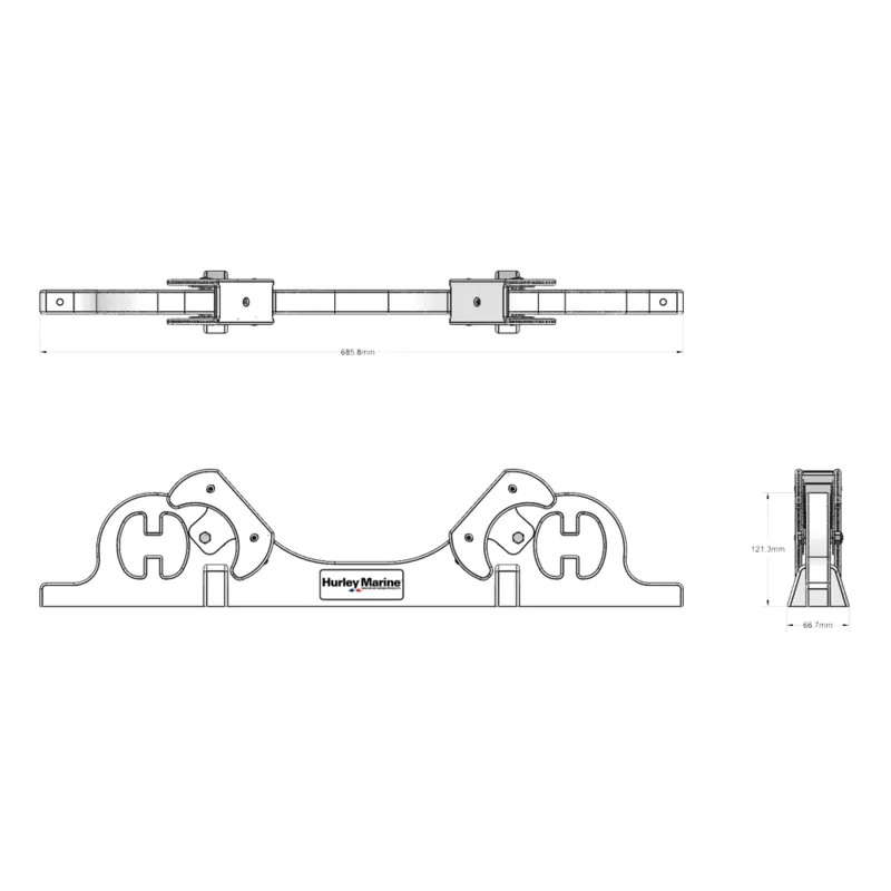 Hurley Chocks Black (Paar) Kpl. mit Aluminium Rail System Zur Montage auf Der Badeplattform