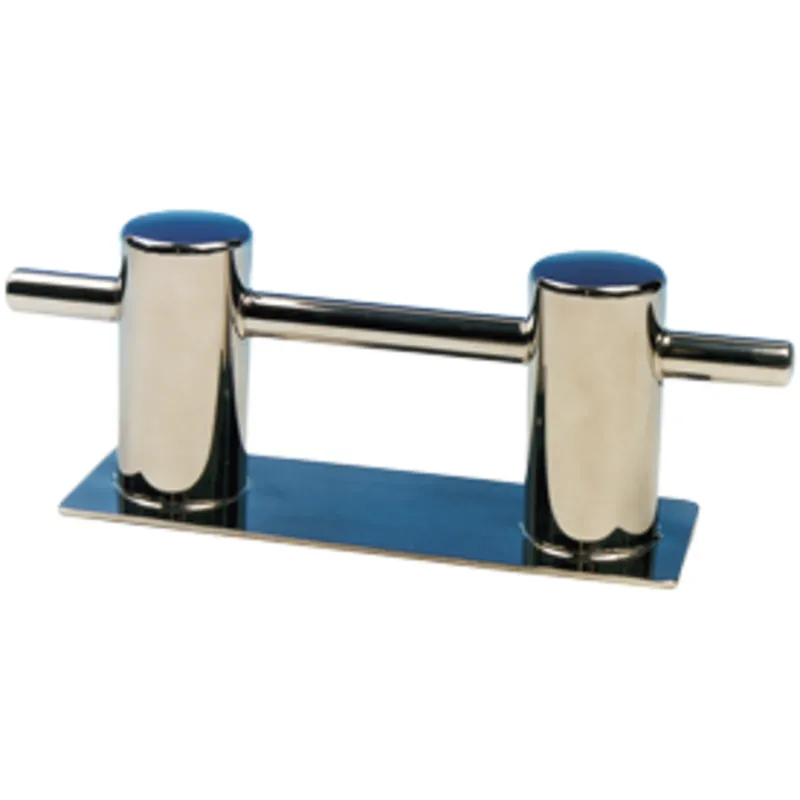 Niro Doppel-Poller mit Fußplatte, M10 Bolzenmontage, Ø50mm, 240x80x110mm, Stock 300mm (Lochabstand: 160mm)