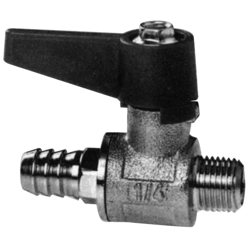 Messing-Verchromter Mini-Kugelhahn mit Tülle 12mm, 1/4", Innen- & Außengewinde