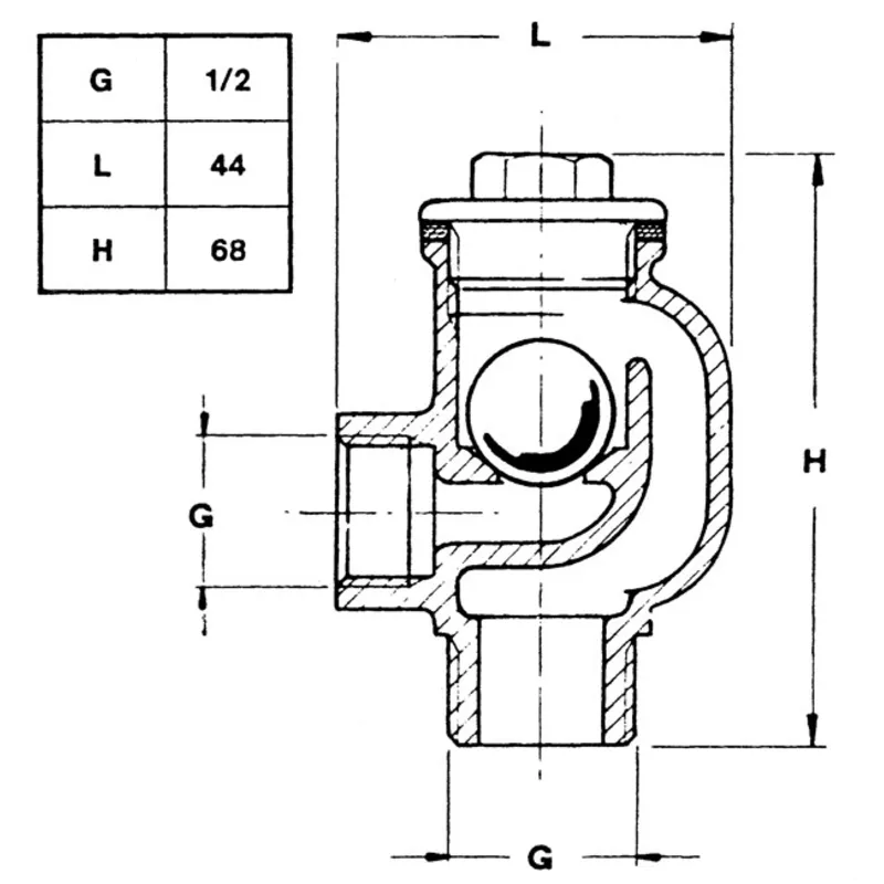 Messing Belüfter mit Verschlußkugel, 1/2", Innen- & Außengewinde