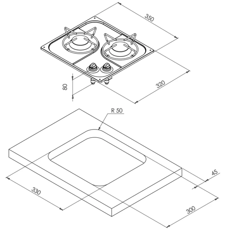 Gaskocher Niro, Brenner: 2x mittel
