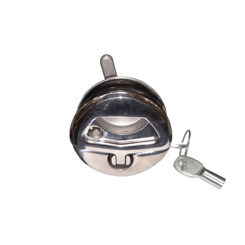 Niro Einlaßgriff mit Drehverschluß und Schloss, A=8-25mm, B=22-76mm, C=62mm, D=50mm, E=71mm, F=54mm