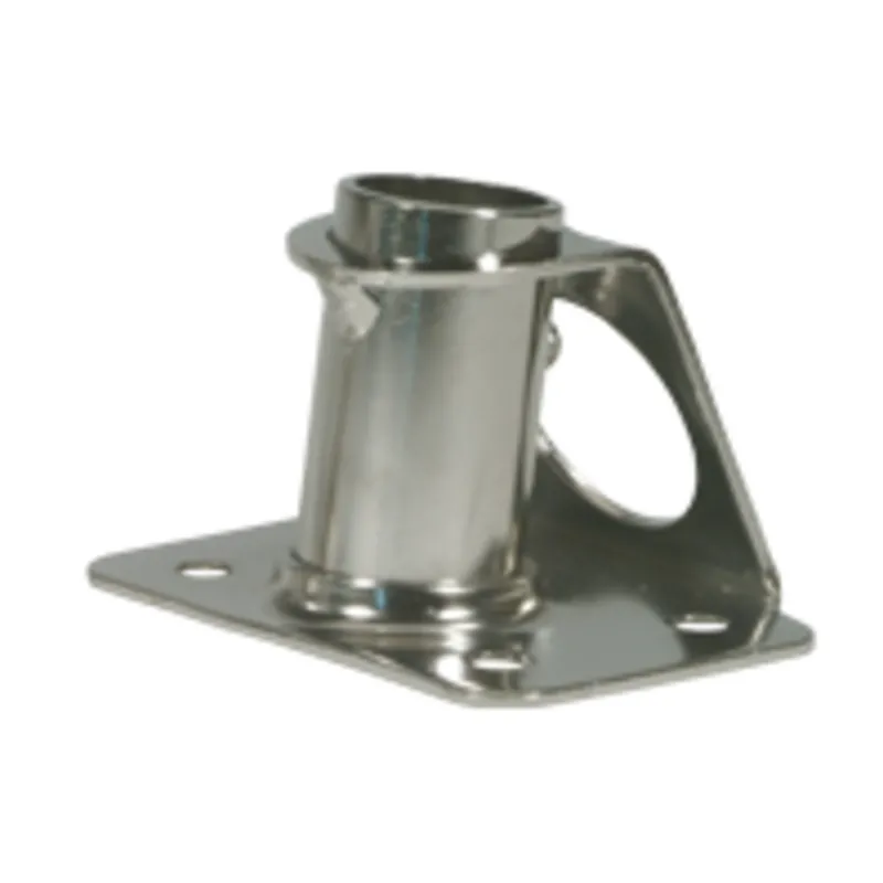 Niro Relingsfuß 85°, Fußplatte L=65mm, B=70-90mm, Ø25mm