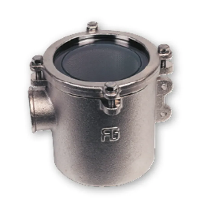 Nickel-Besch. Bronze Kühlwasserfilter (Robust) mit Niro 316 Sieb, 2-1/2", H=243mm, 42600l/Std