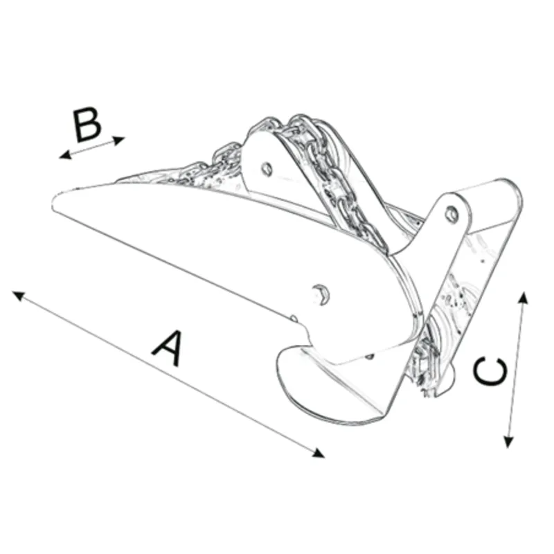 Niro Ankerbugrolle, A=490mm, B=71mm, C=100mm (Kippbar, Bis 20kg)