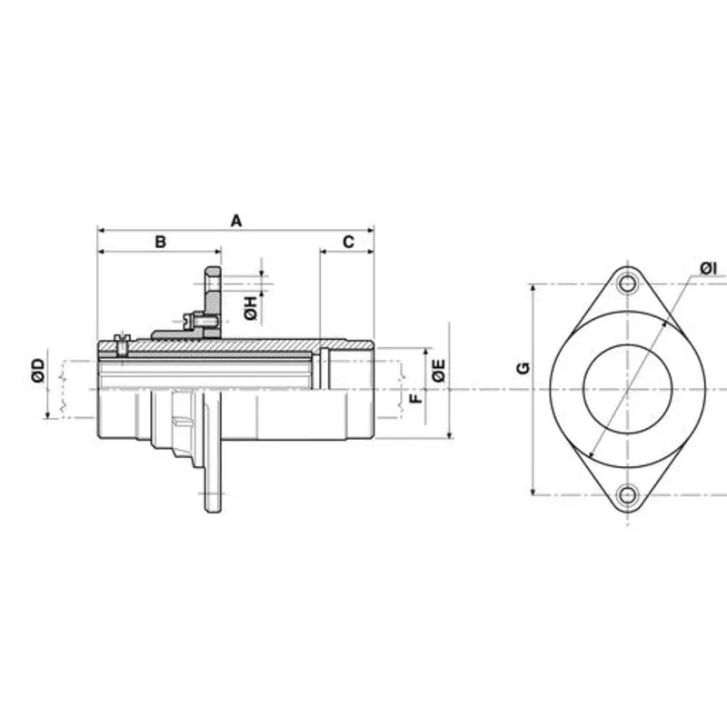 Bronzenes Außenlager mit Gegenflansch, für Welle Ø40mm & Stevenrohr Ø55mm