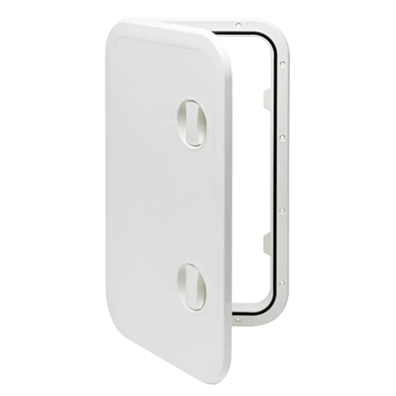 Kunststoff Luke, 606x357mm, 2x Verschluß, 180°, Weiß