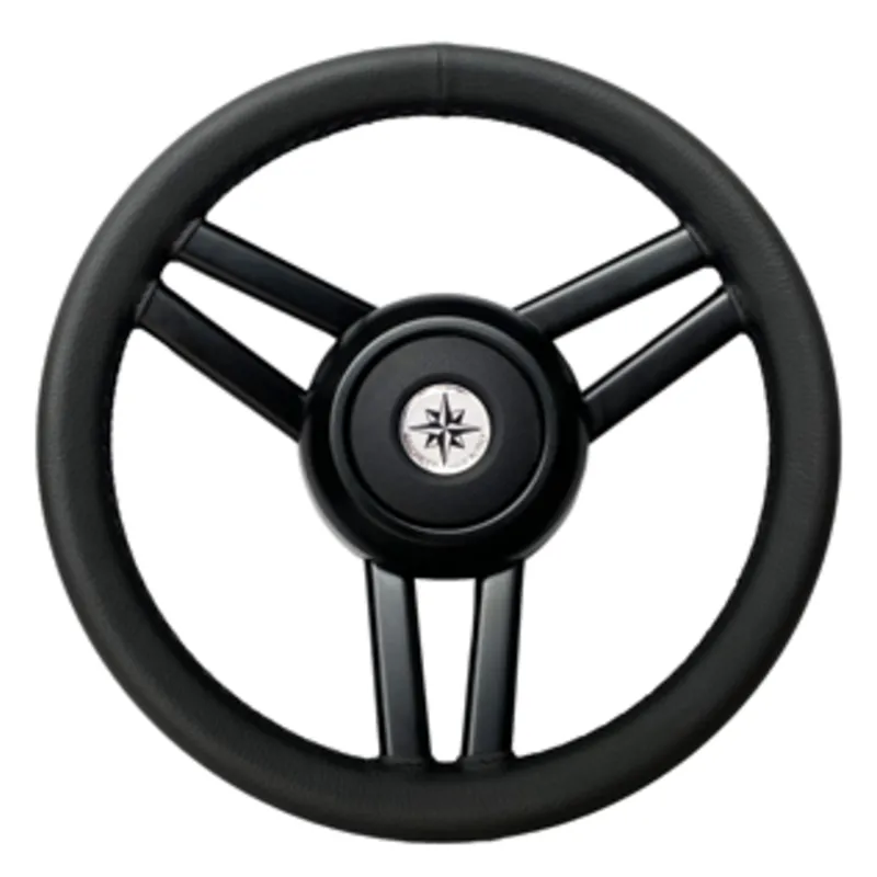 3-Doppelspeichen-Edelstahl-Lenkrad Typ "Ghost", Schwarz, Ø=350mm