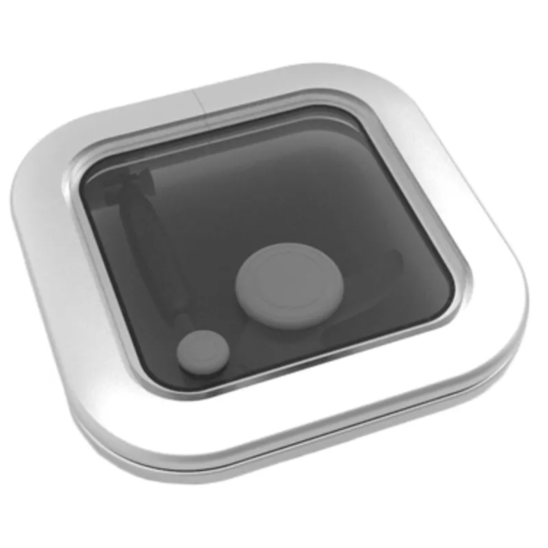 Goïot Aluminium Luken Modell 'Opal 00', Satin, Abm. 265x265mm, Lochmaß 211x211mm, Rahmen 15mm