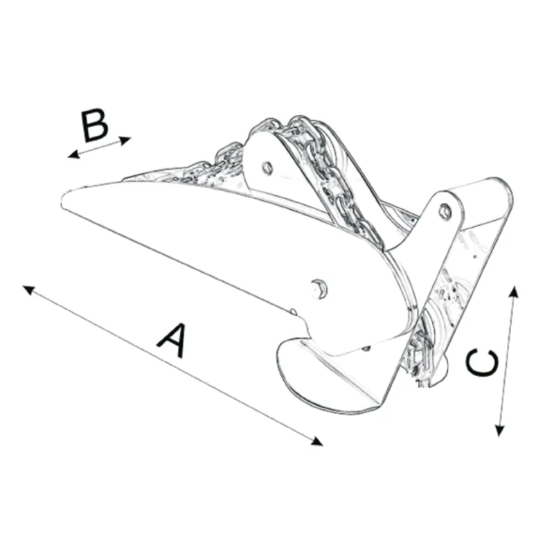 Niro Ankerbugrolle, A=440mm, B=71mm, C=100mm (Kippbar, Bis 20kg)