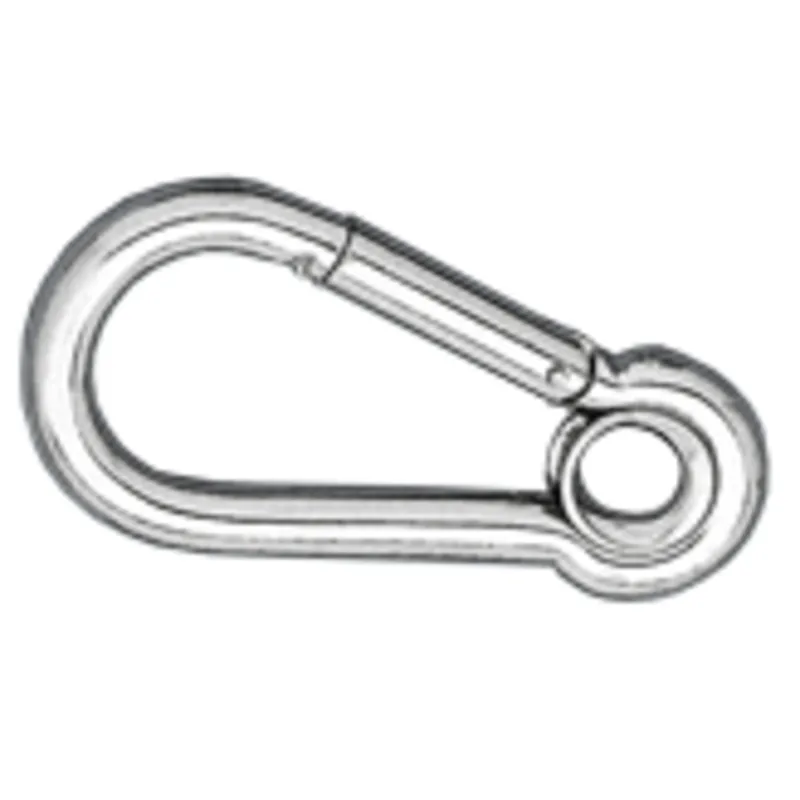 Niro Karabinerhaken mit Öse, Ø6mm, H=60mm (Bruchlast 320kg)