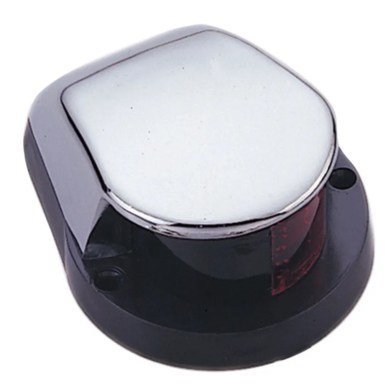 Positionslaterne, 2-Farben, 12v/5w, 2x112,5°, Chrom Gehäuse mit Roter/Grüner Linse, Deckmontage