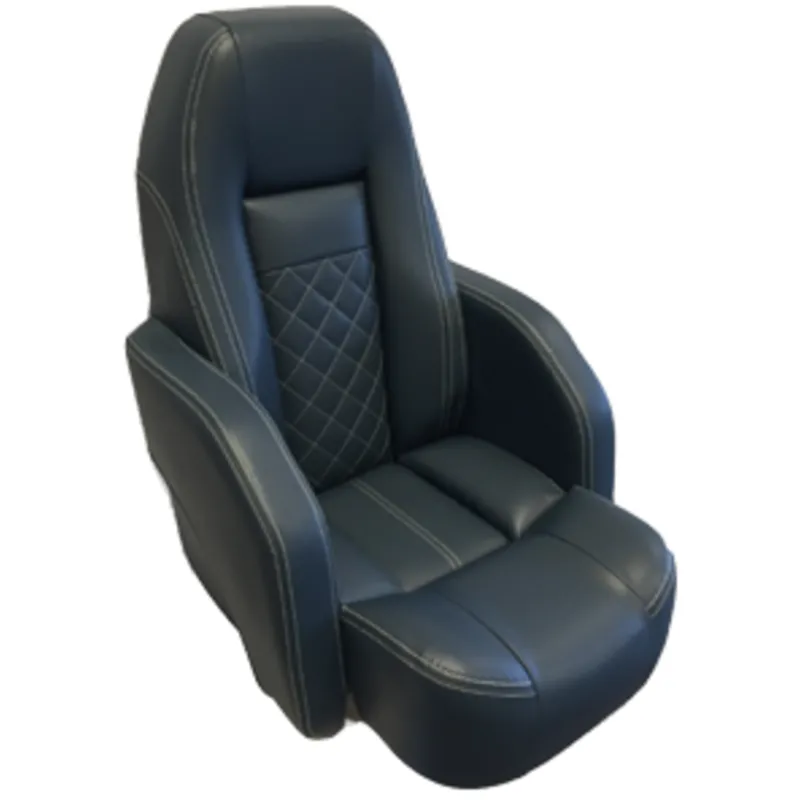 Steuerstuhl Modell Race Pro 'Flip-Up', Dunkelblau mit Weißen Kontrastnähten