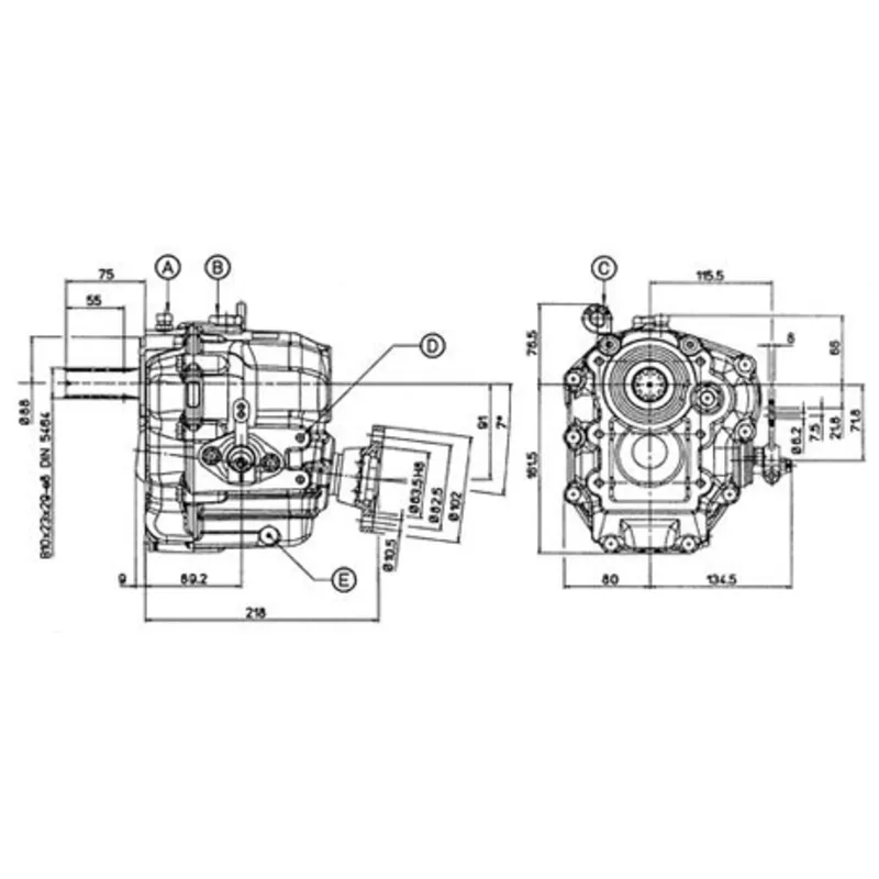 Technodrive Mechanisches Wendegetriebe Tmc60a, R=2,45:1 (Ausgangsflansch 7° Abgewinkelt)