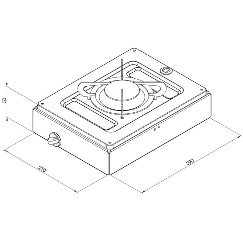 Gaskocher aufbau, Brenner: 1x mittel, 210x290x90mm