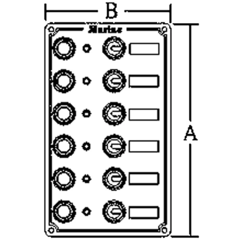 Aluminium Schalttafel, 12v, 170x100mm, 6-Schalter, 5a Glassicherungen & Kontroll-Lampen