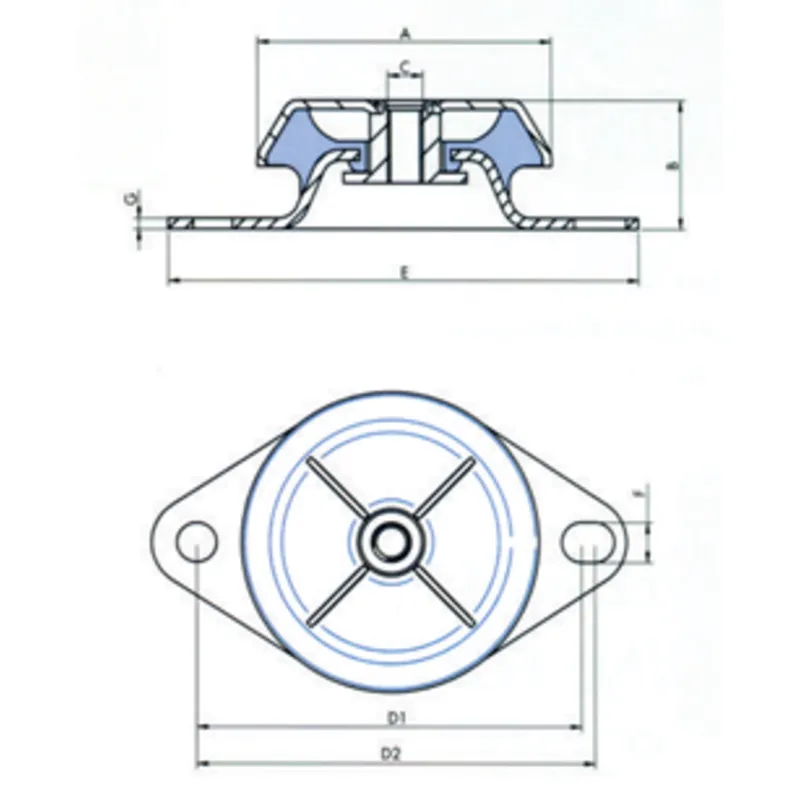 Equi-Frequency Motorlager, 60° Shore, Gewinde M8, Abm. 85x54x25mm, Max. 600n (Steifheit 180n/Mm)
