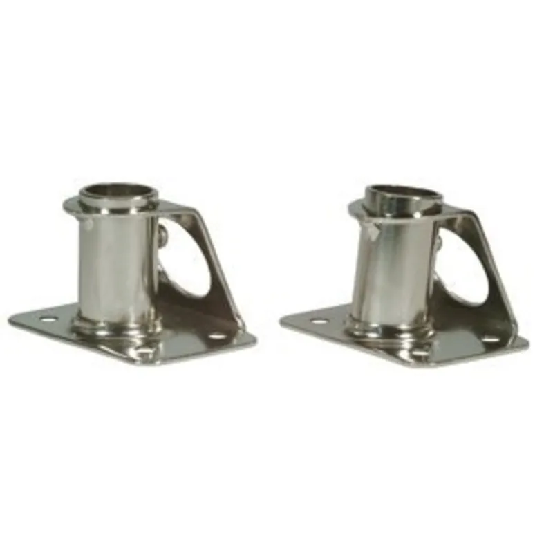 Niro Relingsfuß 90°, Fußplatte L=65mm, B=70-90mm, Ø25mm