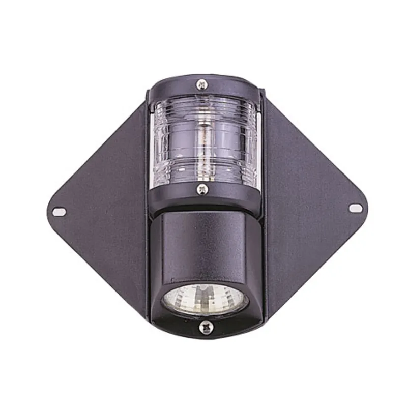 Topp-/Decklicht Kombination, Mastmontage, 12v/10w 225°, Schwarzes Gehäuse, Klare Linse