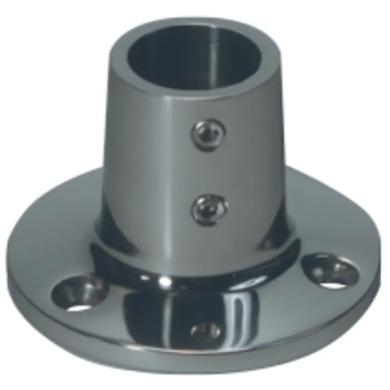 Niro Relingsfuß 90°, Ø25,4mm mit Rundem Fuß Ø71mm