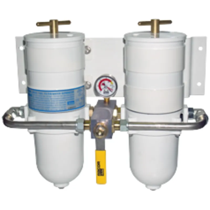 Racor Doppelter Marine 'Turbine' Filter mit Metallschüssel, Umschaltbarer Benzine - Dieselfilter