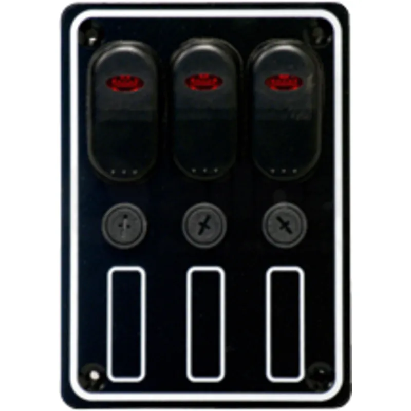 Aluminium Schalttafel, 12v, 6-Schalter, 15a Glassicherungen & Led-Indikator, Inkl. Labelsatz