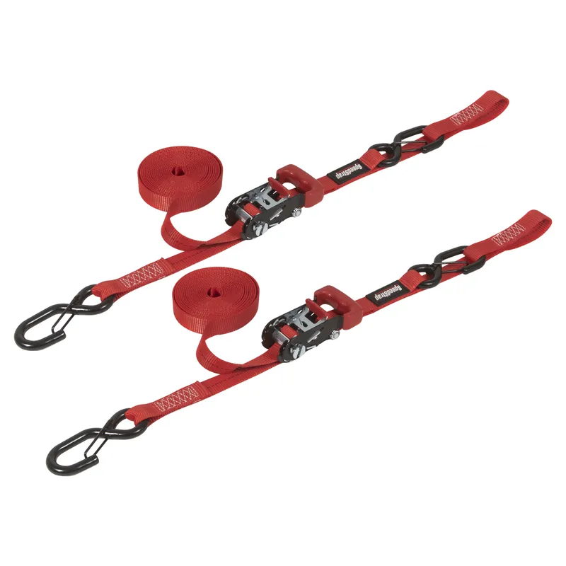 Speedstrap 25 mm Spannband mit S-Haken und Schlaufe, 450 cm, rot, 2 St.