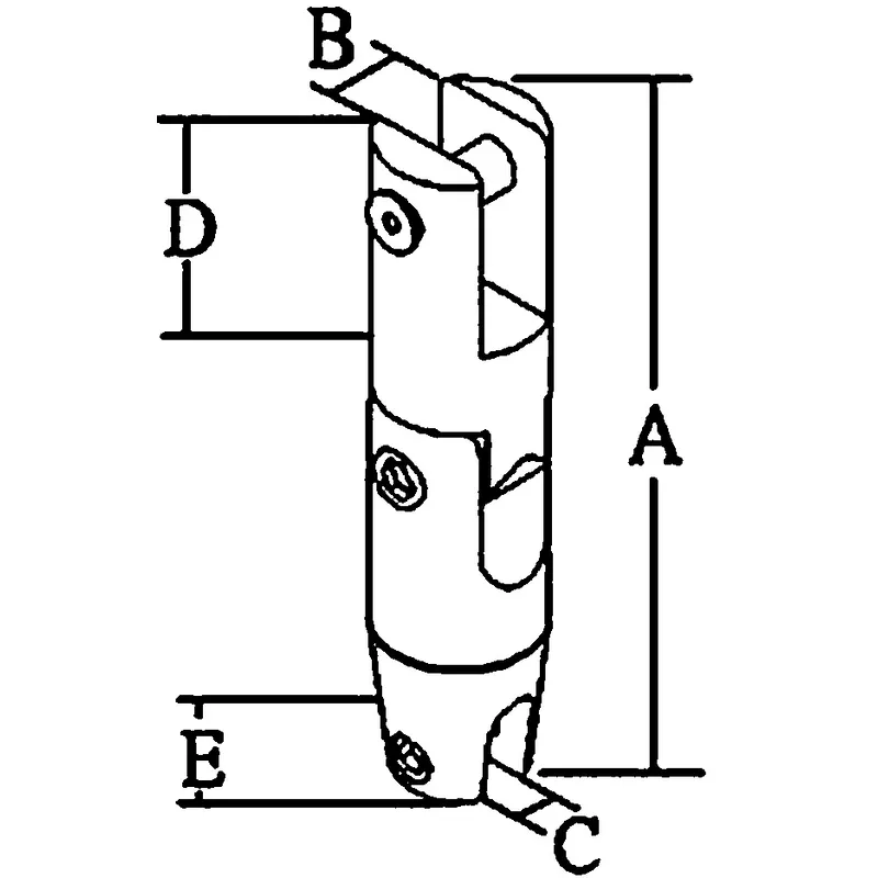 Niro Ankerketteverbindungsglied, A=118mm, B=14mm, C=9mm, D=38mm, E=22mm (Doppelt Wirbelnd Modell, Bis 850kg)