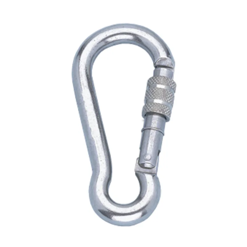 Niro Karabinerhaken mit Schraubsicherung, Ø11mm, L=120mm (Bruchlast 1400kg)