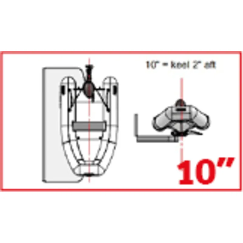 Hurley H2o Davit System 10" Mount Hard Bottom Black mit Fußplatte für Die Montage auf Der Badeplattform