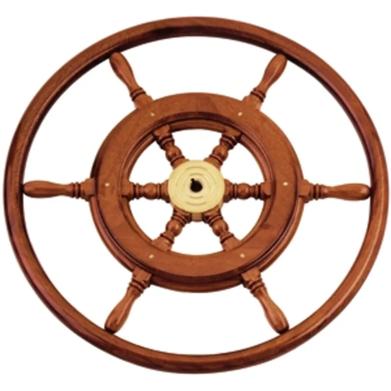 6-Speichen Steuerrad 'Typ 3b' Klassiches Mahagoni Steuerrad mit Holzgriff, Inkl. Adapter, Ø460mm
