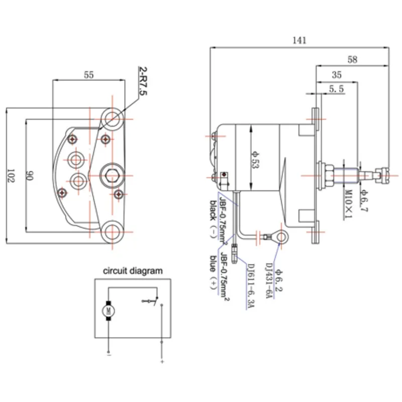 Scheibenwischer Motor Modell 'Alpha' (Zd1132), 1-Speed, 12v/6w, 90° Wischwinkel