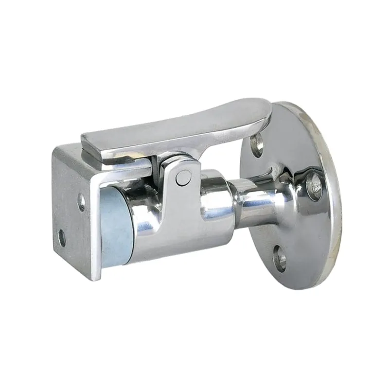 Niro Türfeststeller mit Fanghaken und Integriertem Türpuffer, A=61mm, B=17mm, C=50mm, D=30mm