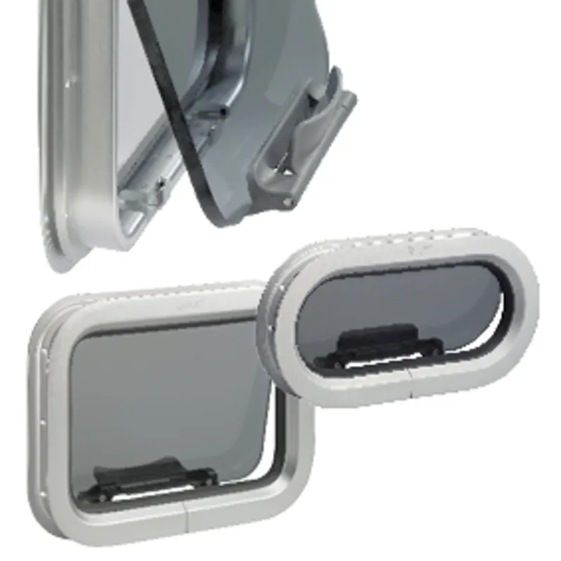 Goïot Bullauge, aufklappbar, Modell 'Opal 03', für Wandstärken 5-33mm, Außenmaße 451x193mm